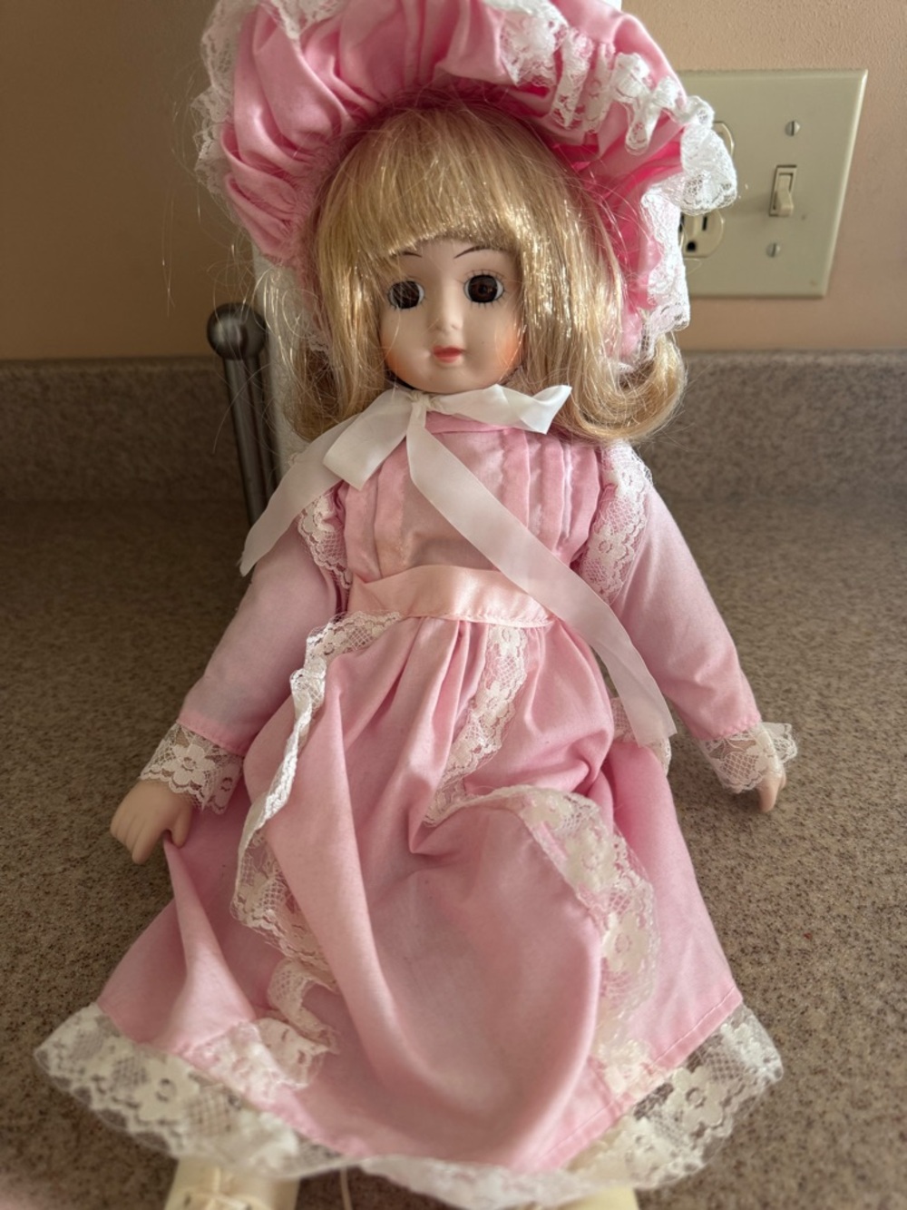 Classic Pink Lace Porcelain Doll - Pink